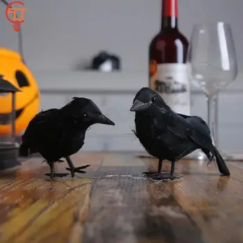 Simulácia Black Crow Animal Model Horor Strašidelné Halloween Dekorácie, Party Dodávky Umelé Vrana Black Bird Raven Prop - Obrázok 2  