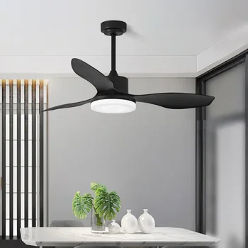 Minimalistický LED Stropný Ventilátor s drevenými Lamelami a 6-stupňovou Diaľkové Ovládanie pre Obývacia Izba a Spálňa - Obrázok 2  