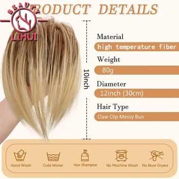 Syntetické Pazúr Klip V Cope, predlžovanie Vlasov Diy Hairpiece Vlasy Buchta Falošné Blondína False Pigtail Rozstrapatené Updo Vlasy pre Ženy - Obrázok 2  