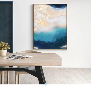 Krásne obrázky gilding cloud Steny výzdoba na plátne, Ručne maľované Abstraktnú olejomaľbu na obývacia izba domova bez rámu - Obrázok 2  