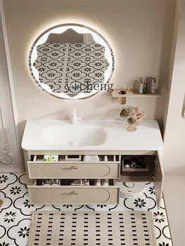 XL Celý Washbin francúzsky Kúpeľňa Korpusová Zmes Krém Style Umývadlo Umývadlo Kúpeľňa Skrine - Obrázok 2  