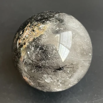 162g Prírodný Kameň Čierny Quartz Rutilated Crystal Ball Polished Quartz Reiki Liečenie Prútik Bod Izba Dekor Z1393 - Obrázok 2  