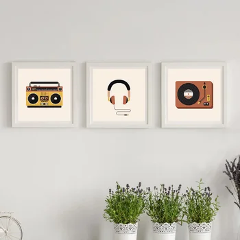 Hudba Kazetové Pásky Rádio CD Prehrávač Plagáty a Vytlačí Plátno na Maľovanie Nordic Wall Art Obraz Moderného Obývacej Miestnosti Domova - Obrázok 2  