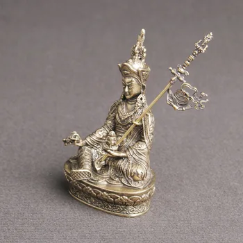 Vintage mosadz Padmasambhava sochu Budhu stôl top pre bronzové plastiky z bohov a remesiel na výzdobu staré bronzové predmety - Obrázok 2  