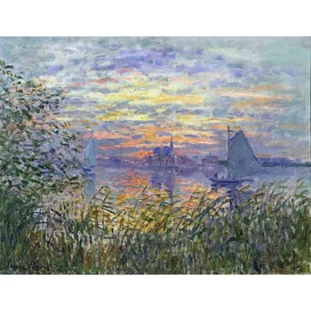 Ručne Maľovaných olejomalieb Claude Monet Plátno umenie západe Slnka v Siene Vysokej kvality domova - Obrázok 1  