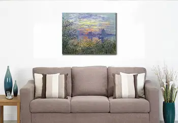 Ručne Maľovaných olejomalieb Claude Monet Plátno umenie západe Slnka v Siene Vysokej kvality domova - Obrázok 2  