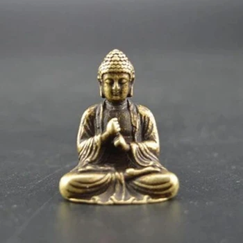 Mini Sochu Budhu Bronzovú Sochu Budhu Čínsky Budhizmus Čistej Medi Bronzovú Sochu Budhu Šakjamúni - Obrázok 2  