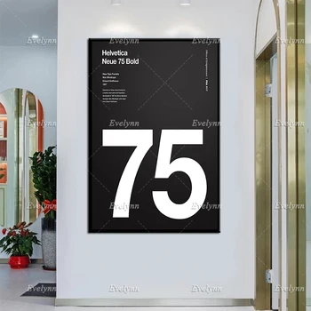 Helvetica Neue 75 Bold, Švajčiarskej Tlače, Čierna A Biela, Moderné Domova Wall Art Plátno, Architektúra, Plagáty Jedinečný Dar - Obrázok 1  