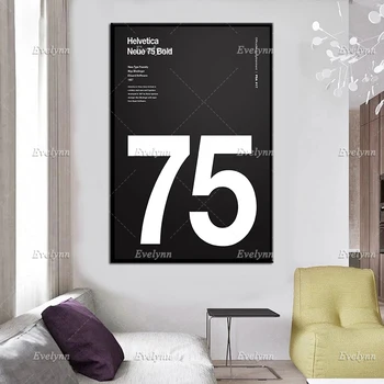 Helvetica Neue 75 Bold, Švajčiarskej Tlače, Čierna A Biela, Moderné Domova Wall Art Plátno, Architektúra, Plagáty Jedinečný Dar - Obrázok 2  