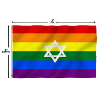 Rýchle Dodanie, 100% Polyester Rainbow LGBT Gay Pride Izrael Izraelské Vlajky - Obrázok 1  
