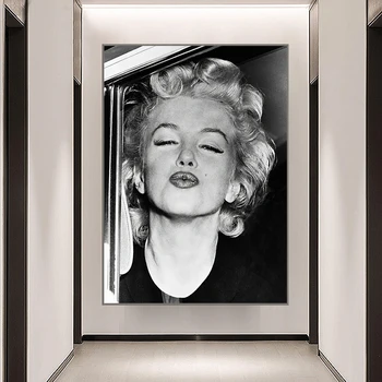 Známeho diela Maľby Čiernej a Bielej Marilyn Monroe Plátno, Tlač Plagátu Výstavná Sieň Módne Závesné Maľovanie Obývacia Izba Domov - Obrázok 1  