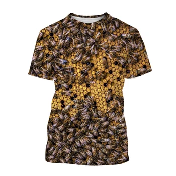 Honey Bee 3D T-shirt pánske a dámske Letné Módy Bežné Krátke rukávy Zvierat Tričko Vytlačiť T-shirt - Obrázok 1  