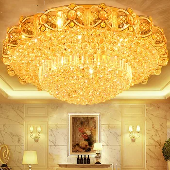 Moderné osobnosti zlaté klasické zlaté luxusná obývacia izba, spálňa lampa kolo strop štúdia Európskej crystal osvetlenie LX111105 - Obrázok 2  