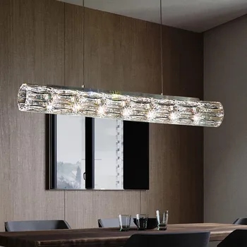 Zlaté Luxusné Crystal Prívesok Lampa Moderného Interiéru, Dekorácia, Bar, Jedáleň, Obývacia Izba, Stropný Luster Jedno slovo Dlho, LED Svetlo - Obrázok 2  