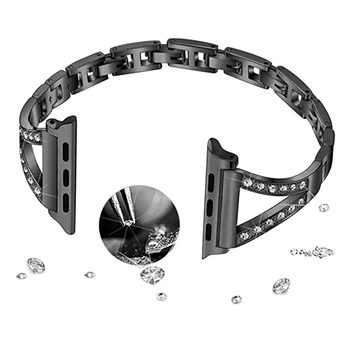 Bling Diamantový Náramok na Zápästie Pre Apple Hodinky Ultra 49 mm iWatch Série 6 7 8 SE 4 5 38/40/41mm 42/44/45mm, Kovové Oceľové Pásmo Correa - Obrázok 2  