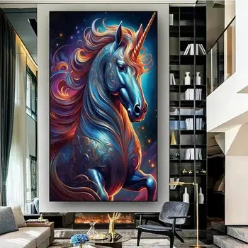 FULLCANG Veľké Veľkosť Diamantu Umenie Súpravy Maľovanie Farebné Unicorn Hobby Full Mozaiky Výšivky Zvieratá Obrázok na Stenu Dekor FG2108 - Obrázok 1  
