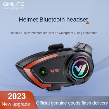 Motocykel Intercom Prilba Bluetooth Headset 800 Metrov Dve Osoby, Intercom Nepremokavé Dlhú Životnosť - Obrázok 1  