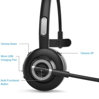 Bluetooth Slúchadlá s Mikrofónom, Bezdrôtového Headsetu na Ucho, Šumu PC Headset pre mobilné Telefóny, Tablet PC - Obrázok 2  