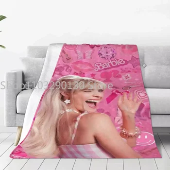 Ružová Bábika Deka Jar Jeseň Margot Robbie Priedušná Super Mäkké Hodiť Prikrývky na Lôžkoviny Vonkajšie prehoz cez posteľ - Obrázok 1  