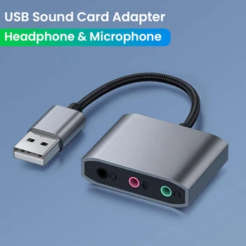 USB Audio Konektor Zvukovej Karty Adaptéra Dual TRS 3-Pól, 3,5 mm konektor pre Slúchadlá a Mikrofón USB Aux 3,5 mm Externý Audio Previesť - Obrázok 1  