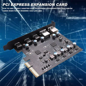 PCIe na USB 3.2 Gen 2 Karty Adaptéra PCI Express Rozširujúca Karta PCI-E Add-on Karty Podstavec pre PC Windows 10/8/7 a MAC - Obrázok 2  