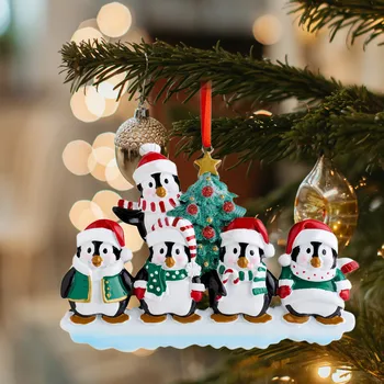 Osobné Rodinné Vianočné Ozdoby Roztomilý Tučniak Dar Rodine Ornament Ozdoby na Vianočný Stromček noel dekorácie 2022 - Obrázok 1  