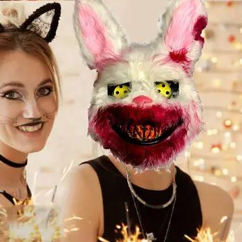 2020 Plyšový Zajačik Maska Strašidelné Masky Odolné Realistické Krvavé Simulácia Králik Pokrývky Hlavy Výkon Prop Pre Halloween Maškarády - Obrázok 2  