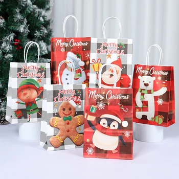 Vianočné Kraft Papier Kabelky 2023 Vianočné Darčeky Taška Veselé Vianočné Dekorácie Pre Domov Cristmas Firmware Nový Rok Vaky Na Balenie - Obrázok 1  