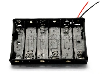 300PCS/VEĽA 6 x 1,5 V AA Batérie Držiak Prípade Úložný Box S Drôtom Viesť 9V - Obrázok 1  