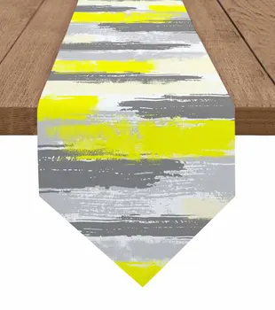 Geometrické Line Farba Žltá Stôl Runner Luxusné Svadobné Dekor Obrus Dovolenku Kuchyňa Jedálenský Stôl Runner - Obrázok 1  