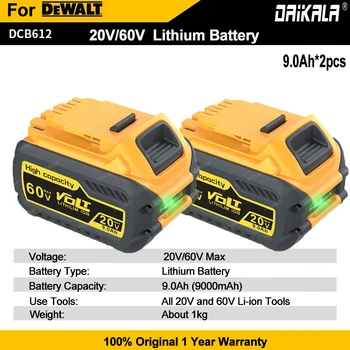 60V Batérie Pre Dewalt DCB200 9000mAh MAX Batérie DCB606 DCB609 DCB205 DCB206 DCB209 DCB182 9.0 Ah/6.0 Ah náradie Batérie - Obrázok 1  