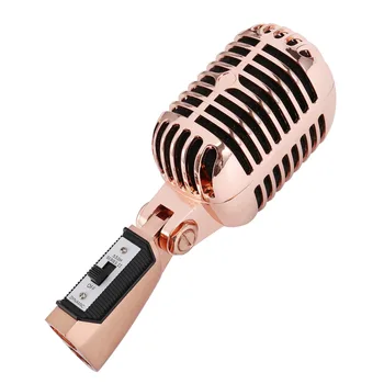 Profesionálne Káblové Vintage Classic Mikrofón Vokálny Dynamický Mikrofón Mikrofón pre Live Výkon Karaoke(ružové Zlato) - Obrázok 1  