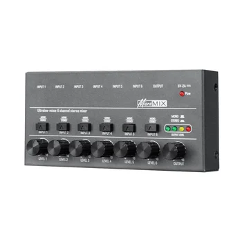 Mini Audio Mixer KTV Karaoke 6 Kanálový Profesionálny Stereo Zvuk, zvukový Pult Ultra Low Noise 6 Kanálové Audio Mixer - Obrázok 1  