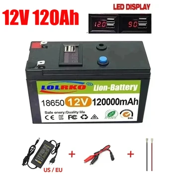 12V Batérie, 120Ah 18650 lítiové batérie Dobíjacie batérie pre slnečnej energie elektrický akumulátor vozidla,+12.6v3A nabíjačky - Obrázok 1  