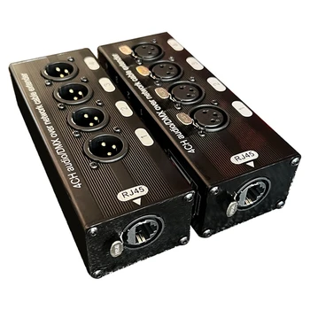 1Pair 4-Kanál 3-Pin XLR Audio A DMX Cez Sieťový Kábel Extender 1 Muž+1 Žena Black - Obrázok 1  
