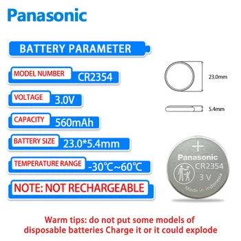 5 KS Panasonic CR2354 gombíková Batéria 3V Lítiové Batérie, Prístrojový Panel Tesla Automobilov, Diaľkové Ovládanie Chlieb Maker - Obrázok 2  