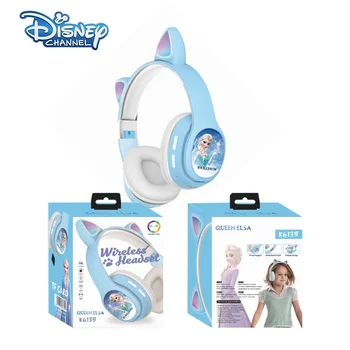 Nové Disney Ľad a Sneh Okraji Headworn Bluetooth Slúchadlá 5.0 Detí Cartoon Mickey LED Svetlá Farebné Osvetlenie Karty - Obrázok 1  