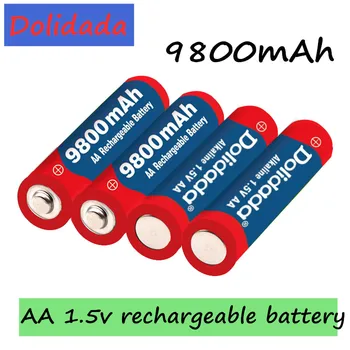 Dolidada 2021 Novú Značku 9800 MAH nabíjateľná batéria AA 1,5 V. Nabíjateľná Nové Alcalinas drummey +1pcs 4-článková batéria, nabíjačka - Obrázok 1  