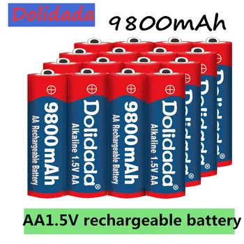 Dolidada 2021 Novú Značku 9800 MAH nabíjateľná batéria AA 1,5 V. Nabíjateľná Nové Alcalinas drummey +1pcs 4-článková batéria, nabíjačka - Obrázok 2  