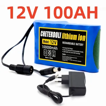 12V 100Ah Lítium-Iónová Batéria DC 18650 3S2P 12,6 V 100000mAh Nabíjateľná CCTV, Kamery Monitor Náhradná Batéria + 12V Chargr - Obrázok 1  