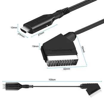 SCART HDMI Prevodník s Káblom HD 720P/1080P Video Prepínač Audio Converter Adaptér pre HDTV DVD /PS3/NTSC/PAL - Obrázok 1  