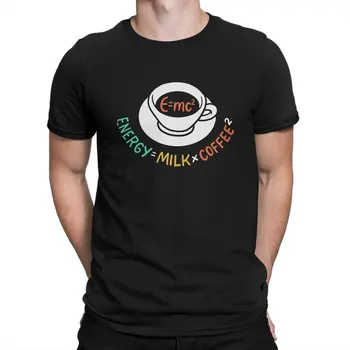 Muži Energie, Mlieko, Káva Vedy Učiteľom Fyziky Tričko Energie=Mlieko+Káva+Koks Bavlna Topy Bežné Krátky Rukáv O Neck T-Shirt - Obrázok 1  