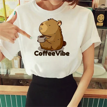 Capybara top ženy harajuku top žena komické y2k grafické oblečenie - Obrázok 2  