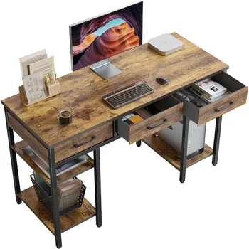 47-Palcový Počítač, Stôl so Textílie Zásuvky a Skladovanie Shelfs, Small Office Home písací Stôl, Štúdia Písací Stôl, Moderný Jednoduchý Stôl - Obrázok 1  