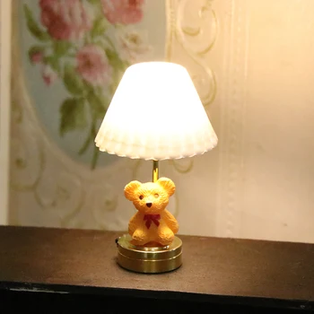 1:12 domček pre bábiky Miniatúrne LED Svetlo Roztomilý Medveď stolná Lampa Domov Osvetlenie Model Nábytok Dekor Hračka Bábika Dom Príslušenstvo - Obrázok 1  
