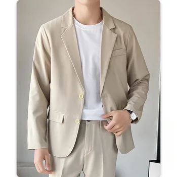 Vysoko kvalitné pánske Trend Ležérne Sako Voľné Farbou Singel svojim Sako Módne Pekný Top Strany Luxusný Kabát - Obrázok 1  