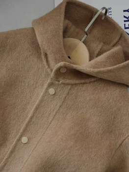 Detské Oblečenie 2023 Jeseň zima Nové Camel Farebné obojstranné Kabát s Kapucňou detské Štýlový Stredná Dĺžka Vlnené Kabát - Obrázok 2  