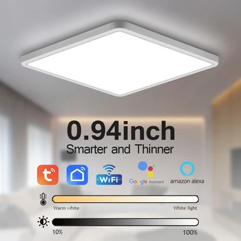 Tuya Wifi Smart LED Stropné Svietidlo Okrúhle Námestie Vzdialenej/Phone Hlas Alexa/Google Kontroly Ultratenké Stropné svietidlo Obývacia Izba - Obrázok 1  