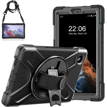 Puzdro pre Samsung Galaxy Tab A7 Lite 8.7 palcový SM-T220/T225/T227 Full-Telo Ochranné puzdro so Stojanom Remienok na Ruku Čierna - Obrázok 1  