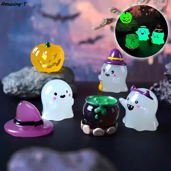 6Pcs/set Svietiace Halloween Ornament Cartoon Sprievodca Tekvica Lektvar Ghost Bábika Micro Krajiny Dekorácie domček pre bábiky Miniatúrne Hračky - Obrázok 1  